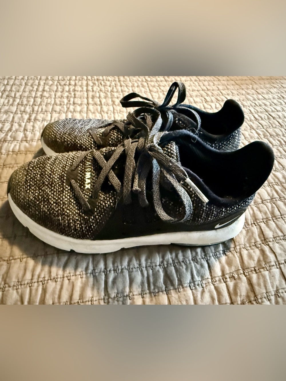 Nike Kids Black and Gray Knit Lace-Up Sneakers